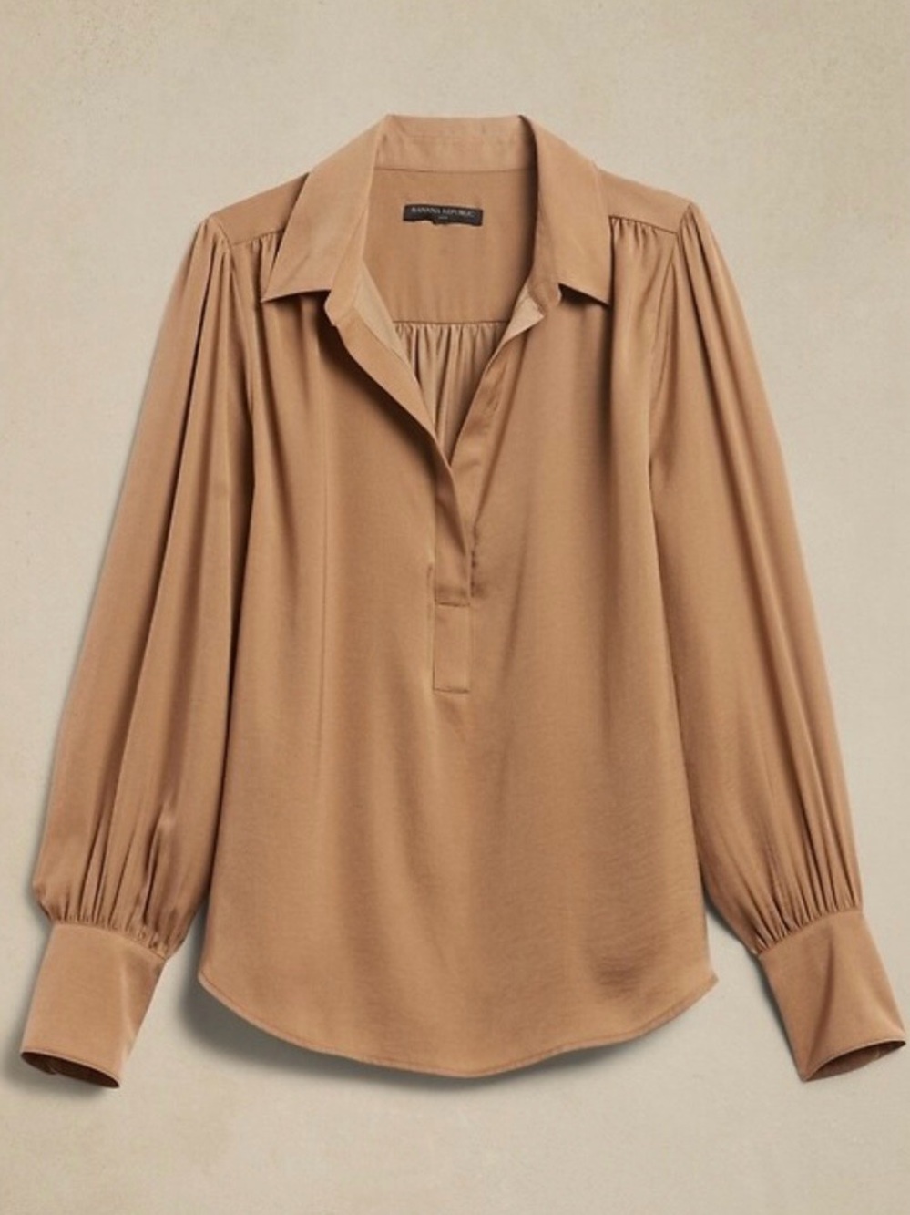 Banana Republic Camel Silky Collar Blouse